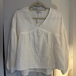 Madewell White V-Neck Blouse NWT